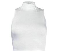 FAIRY BOUTIQUE Womens Turtle Neck Crop Top Short T-Shirt Ladies Sleeveless Cropped Polo Neck Vest Top