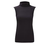 FAIRY BOUTIQUE Womens Turtle Neck Sleeveless Jumper Top Ladies Bodycon Casual Jumper Plain Polo Neck Top Shirt Black UK 12-14
