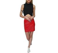 FAIRY BOUTIQUE Womens Wet Look Bodycon PU Mini Skirt Ladies Fancy Party Wear Shiny Bodycon Vinyl Mini Skirt UK 8-26 Red