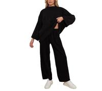 FAIRY BOUTIQUE Womens Winter 2 Piece Loungewear Oversized Ribbed Co-Ord Set Ladies Round Neck Casual Winter Suits One Size 8-12