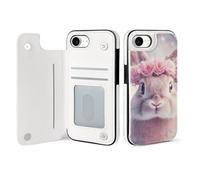 Fairy Bunny Animal Wallet Phone Case Compatible with iPhone 16 E Flip Phone Case with Card Holder