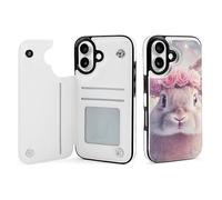 Fairy Bunny Animal Wallet Phone Case Compatible with iPhone 16 Flip Phone Case with Card Holder