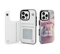 Fairy Bunny Animal Wallet Phone Case Compatible with iPhone 16 Pro Flip Phone Case with Card Holder