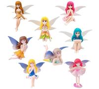 Fairy Cake Figures 8 pcs Mini Fairy Cake Toppers Cute Fairy Figure Statues Model Ornaments Figurines Gift for Home Deco Desktop Accessories DIY Party Supplies