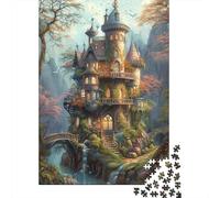 Fairy Castle Jigsaws 1000 Pieces for Adults Wooden Impossible Puzzles Games Gift Toys Home Decoration with Premium & Durable for Adults & Kids Age 12 Years Up 1000pcs (75x50cm)