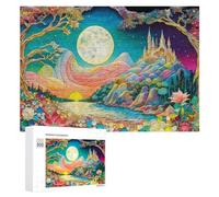 fairy castle puzzles for adults kids,300 pcs moonlit jigsaw puzzles for crowd age 14 years up whimsical challenge toy educational game home decoration.