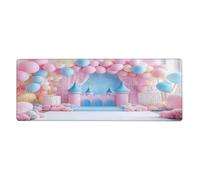 Fairy Castles And Flower Balloons Mouse Pad In Big Extended Non-Slip Rubber Base Mousepad With Stitched Edges Gaming Pc Desktop Large Mouse Pad 11.8x31.5