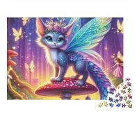 Fairy Cat 1000 Piece Jigsaw Puzzle Paper for Adults Enchanted Forest Night View Puzzle Game for Family Relaxation 52x38cm/1000pcs