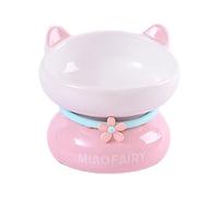 Fairy Cat Bowl - Tall Ceramic Stand, Slanted Rim Food Dish, Stable Base Pedestal, Anti-Vomit Pet Supply | Aesthetic Whisker Friendly Plate For Healthy Digestion Modern Home Decor