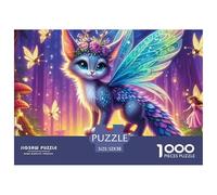 Fairy Cat Forest Fun And Challenging Family Game 1000 Pieces Puzzle -Cat Fairy on Mushroom for Adults Kids Great Gift Idea52x38cm/1000pcs