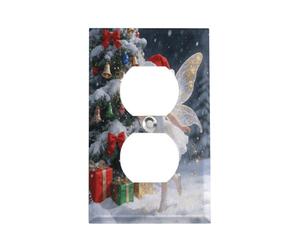Fairy Christmas Wall Plate Stainless Steel Electrical Outlet Cover Decorative Switch Plates Electric Receptacle Plug Cover Wallplate Duplex Wall Plates 4.5" X 2.8"