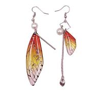 Fairy Cicada Butterfly Wings Earrings Fantasy Jewelry Gradient Colorful Rhinestone Sequins Long Drop Earrings Butterfly Wing For Women Dangle Drop Jewelry For Women Wedding Dangle With Girls