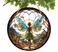 Fairy Colored Suncatcher, Fairy Acrylic Window Pendant, Acrylic Suncatcher, Round Vintage Fairy Pendant, Fairy Stained Suncatchers for Mother's Day