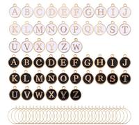 FAIRY CORA 102 PCS Wine Glass Charms, Metal Drink Markers with Black & White Letter Beads, Enamel Initial Charms for Party Decorations and Events