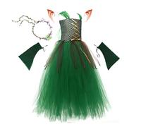 Fairy Costume - Green Fairy Fancy Dress Up | Green Sleeveless Layered Tulle Tutu Skirt | Polyester 4 Fairies Theme Set, Costume Cosplay for Halloween Party
