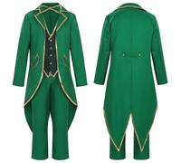 Fairy Costume Mens Saint Patrick Day Irish Tailcoat Adult Elegant Cosplay Formal Attire Classic Detailed Tailored Breathable Comfortable Durable Party Festival Celebration Outfit (Green, M)