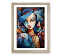 Fairy Cubism Framed Wall Art Print, Ready to Hang Picture for Living Room Bedroom Home Office, Oak A2 (48 x 66 cm)