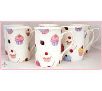 Fairy Cupcakes Mugs Set of Four Fine Bone China Cupcakes Mugs Hand Decorated in The UK