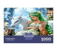 Fairy Deer 1000pc Premium Jigsaw Puzzle Enchanted Forest Magic Puzzle for Adults Sturdy Cardboard Couple Puzzle Partners Ultra Difficult Home Activity 38x26cm/1000pcs