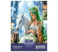 Fairy Deer 1000pc Puzzle for Adults Enchanted Forest Magic Jigsaw Puzzle Set Sturdy Cardboard Couple Puzzle Partners Ultra Difficult Home Activity 70x50cm/1000pcs