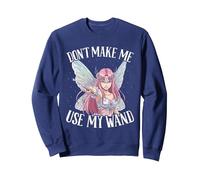 Fairy Don't Make Me Use My Wand Art Design Women Fairy Sweatshirt, Adult Unisex, Navy Blue, Medium