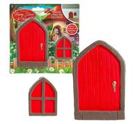 PMS VFM - Fairy Sized Red Door & Window - Magical Highly Detailed Indoor & Outdoor Miniature Set - Create An Enchanted Gnome Garden Or Christmas Elf Scene