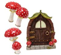 Fairy Door for Tree Trunk Fairy Garden Ornaments Resin Elf Door Luminous Fairy Garden Door with Mini Mushrooms Ornament Fairy Garden Kit Glow in the Dark Fairy Garden Accessories
