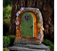 Fairy Door Garden, Solar Lights Fairy Door Garden Decoration, Miniature Fairy Garden Front Door, Glow in The Dark Miniature for Tree Trunk, Retro and Mystical Elf Door Tree, Outdoor Statues Trees