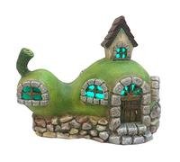Fairy Door House Magical Pear Stone Garden Indoor LED Light Decor - Battery Operated Elf Pixie Home H10cm