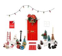 Fairy Door Kit - Christmas Wall Decor, Miniature Fairy Tale Scene Door with Accessories | DIY Craft Set for Girls Kids Adults | MagicElf Doors Garden Yard Wall Tree Wooden Dollhouses Decorations