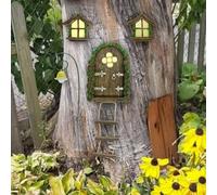 Fairy Door Mini Fairy Door & Window Set Glow in Dark Fairy Garden Decor Weather Resistant Resin Fairy Door for Tree Trunk Stump Decor Yard Art Sculpture Lawn Ornament, Elf Door, Fairy Doors For Tre