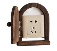 Fairy Door Outlet Covers, Solid Wood Decorative Socket Exquisite Handcraft Wall Button Protector, Easy Install Home Decoration, Creative Gift for Festival and Daily Use (Brown)