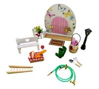 Fairy Door Set, Miniature Garden Door Decor, Tiny Fantasy Accessory Kit, Home Ornament Display, Resin Craft Decoration Piece, for Kids Girls Home Shelf Room Desk Indoor Outdoor