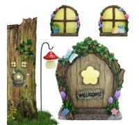 Fairy Doors for Trees | Miniature Sculpture Gnome Home Door Outdoor Decorations,Fairy Garden Accessories Light up Creative Tree Door Statues for Park Porch Balcony Yard