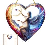 Fairy Dream Catcher - 2D Acrylic Outdoor Ornament Heart Shaped Design | Portable Decor for Living Room, Bedroom, Creative and Luminous Room to Beautify Your SPA.