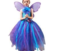 Fairy Dresses for Girls | with Wings Pageant Fashion Dress - Fairy Princess Costume | for Party Stage Performance Halloween Cosplay Fair Festival Christmas Holiday Pride Garden