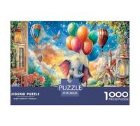 Fairy Elephant 1000 Pc Recycled Paper Adult Jigsaws - Elephant (balloons Colorful) Challenging Puzzles, for Men And Women Great Gift Idea38x26cm/1000pcs
