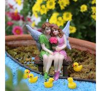 Fairy Figures Miniature Fairy Ornaments Flower Fairies Figurines for Garden Accessories Little Fairies Decor Small Resin Statue Decorations Women Gifts Green