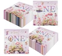 Fairy First Birthday Decorations-40PCS Fairy One Napkins, Flower Little Fairy is Turning One Paper Napkins Fairy Dinner Napkins for Fairy Birthday Party Supplies Fairy Baby Shower Decorations