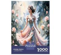 Fairy Flower Dance 1000pc Puzzle for Adults Enchanted Floral Grace Jigsaw Puzzle Set Sturdy Cardboard Couple Puzzle Partners Ultra Difficult Home Activity 52x38cm/1000pcs