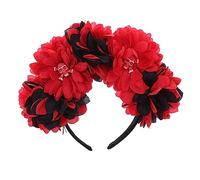 Fairy Flower Headband Costume Cosplay Accessories Skull Headdress with Black Rose Party Wear Boys Girls Red and Green Hair Accessory
