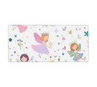 Fairy Flower Mouse Mat Cute Girls Gaming Mouse Pad with Stitched Edges Non-Slip Large Desk Mat for PC Laptop Office Home Gamer 900x400x3mm Keyboard Mousepad