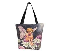 Fairy Flowers Shopper Bag Elf Painting Shoulder Bag Female Beach Polyester Tote Bag Aesthetic Print Handbags Xmas Gift