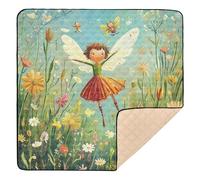 Fairy Flying in The Flower Garden Soft Padded Baby Gym Play mat for Floor Non-Toxic Foldable Baby Tummy time Play mat for Babies Infants Toddlers, 50'' x 50''alfombra de juegos