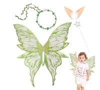 Fairy for Girls | Butterfly and Angel with Flower Garland Wand and Ears - Dress for Parties Birthdays Carnival Shows