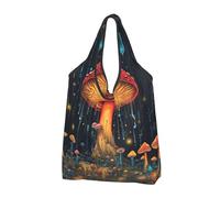 Fairy Forest Mushroom Foldable Shopping Bag Reusable Grocery Bags Galaxy Fairy Portable Travel Pounch for Camping Daily Use