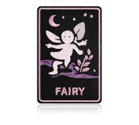 Fairy Forest Spirit Embroidered Patch, Pastel Gothic Moon Star Iron On/Sew On Applique, Pink White Dark Cottage Badge for Denim Jackets, Backpacks, Hats, DIY Clothing Decor