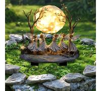 Fairy Garden Accessories for Outdoor Yard Decor, Five Dancing Fairies Garden Stakes with Glowing Moon, Whimsical Moon Garden Decor for Flower Pots and Lawn, Unique Gardening Gifts for Women