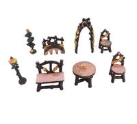 Fairy Garden Accessories Miniature Table and Chairs Set Premium Resin Micro Landscape Ornaments for DIY Home Garden Decoration 8PCS