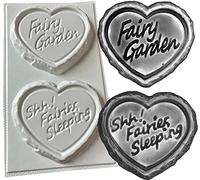 Fairy Garden and Shh Fairies Sleeping Small Concrete or Plaster Moulds Hearts